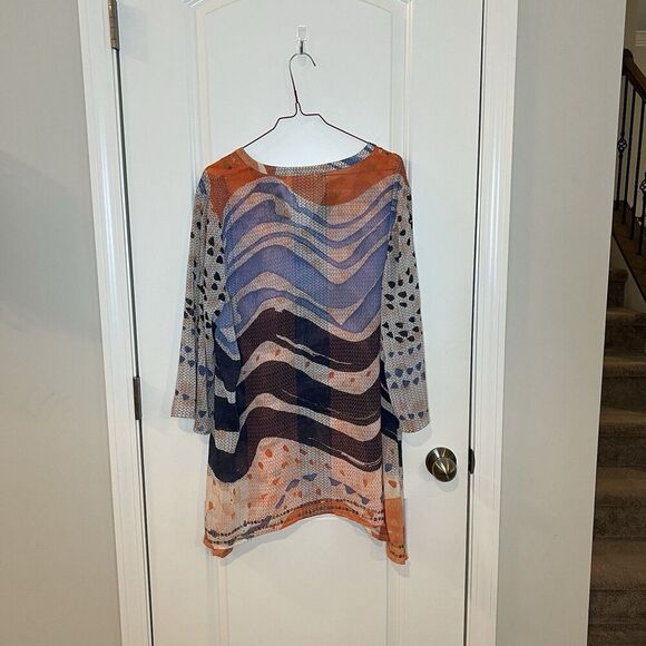 Chicos Women’s Top Sz 2 Large Sheer Sequin - Picture 2 of 6